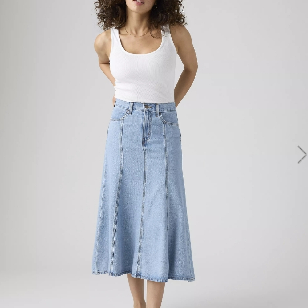 Levi's Light Blue Denim A-Line Maxi Skirt